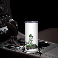 Funny St Patricks Day Dinosaur Truck Skinny Tumbler Lucky Dino Gift