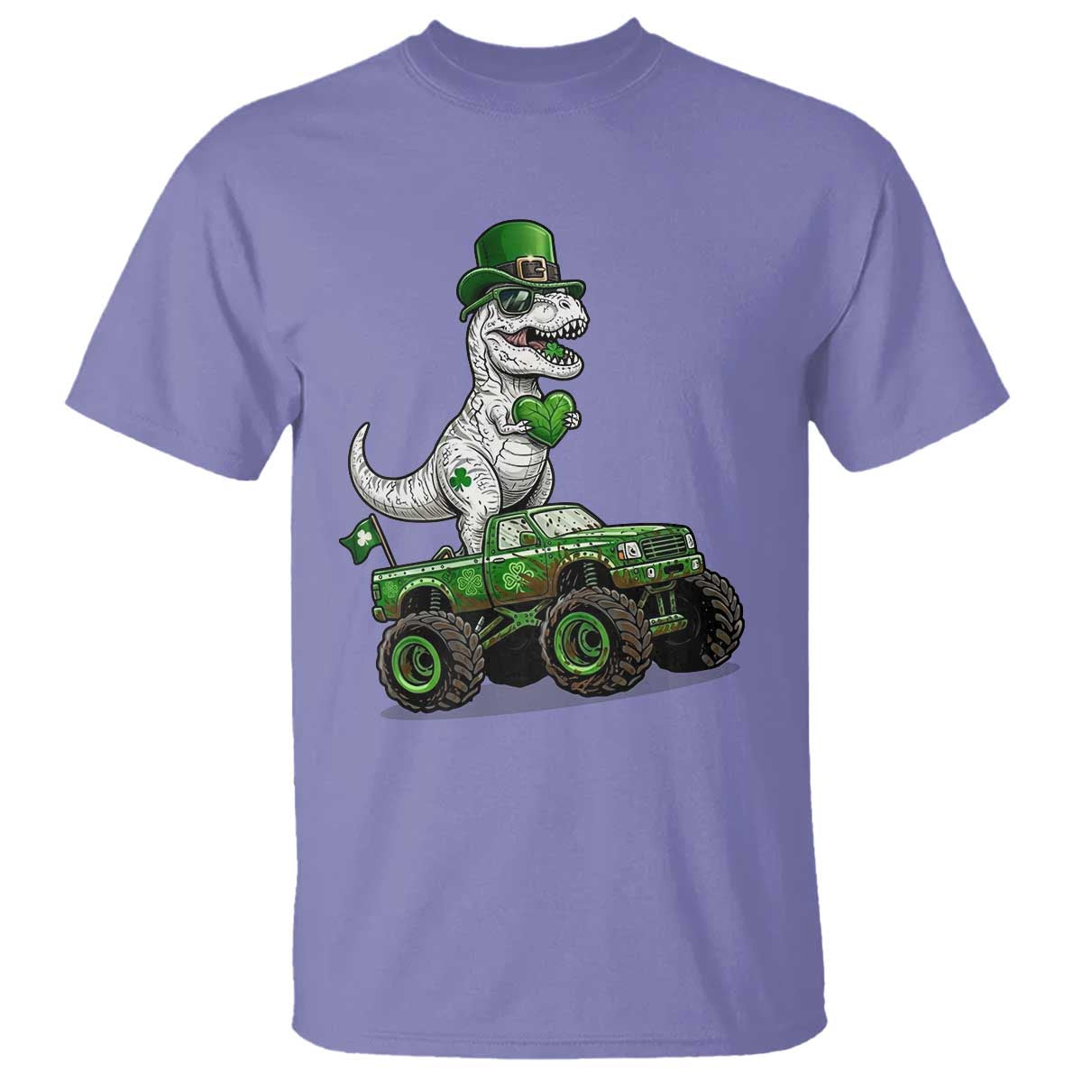 Funny St Patricks Day Dinosaur Truck T Shirt Lucky Dino Gift