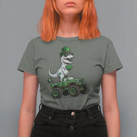 Funny St Patricks Day Dinosaur Truck T Shirt For Women Lucky Dino Gift