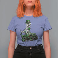 Funny St Patricks Day Dinosaur Truck T Shirt For Women Lucky Dino Gift