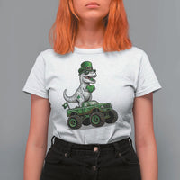 Funny St Patricks Day Dinosaur Truck T Shirt For Women Lucky Dino Gift