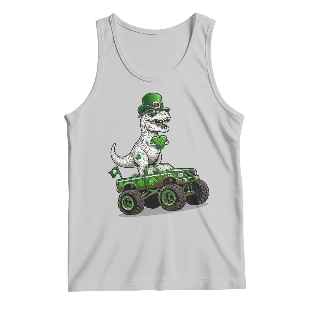 Funny St Patricks Day Dinosaur Truck Tank Top Lucky Dino Gift
