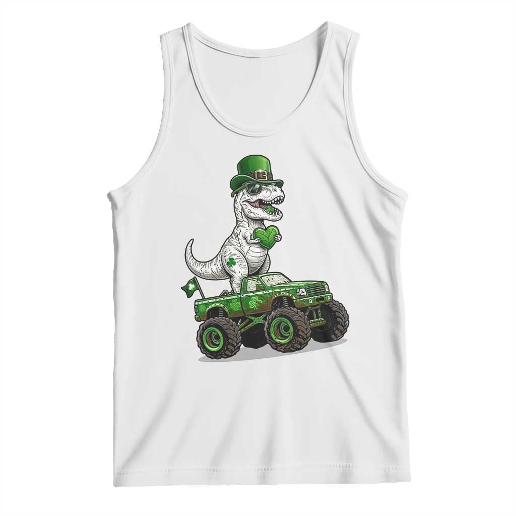 Funny St Patricks Day Dinosaur Truck Tank Top Lucky Dino Gift