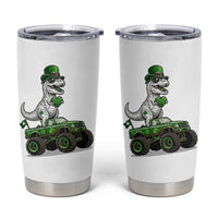 Funny St Patricks Day Dinosaur Truck Tumbler Cup Lucky Dino Gift