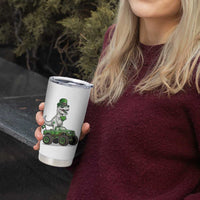Funny St Patricks Day Dinosaur Truck Tumbler Cup Lucky Dino Gift