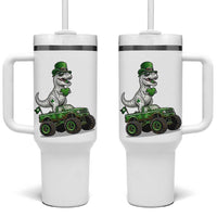 Funny St Patricks Day Dinosaur Truck Tumbler With Handle Lucky Dino Gift