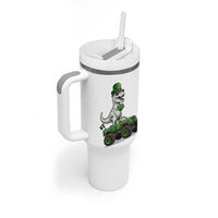 Funny St Patricks Day Dinosaur Truck Tumbler With Handle Lucky Dino Gift