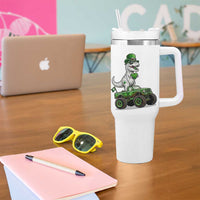 Funny St Patricks Day Dinosaur Truck Tumbler With Handle Lucky Dino Gift