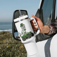Funny St Patricks Day Dinosaur Truck Tumbler With Handle Lucky Dino Gift