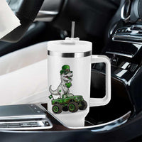 Funny St Patricks Day Dinosaur Truck Tumbler With Handle Lucky Dino Gift