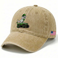 Funny St Patricks Day Dinosaur Truck Washed Cotton Baseball Cap Lucky Dino Gift