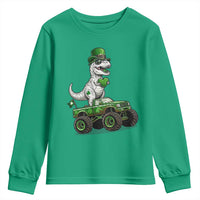 Funny St Patricks Day Dinosaur Truck Youth Sweatshirt Lucky Dino Gift