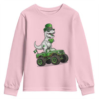 Funny St Patricks Day Dinosaur Truck Youth Sweatshirt Lucky Dino Gift