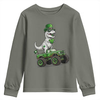 Funny St Patricks Day Dinosaur Truck Youth Sweatshirt Lucky Dino Gift