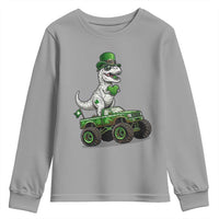 Funny St Patricks Day Dinosaur Truck Youth Sweatshirt Lucky Dino Gift