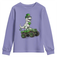 Funny St Patricks Day Dinosaur Truck Youth Sweatshirt Lucky Dino Gift