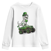 Funny St Patricks Day Dinosaur Truck Youth Sweatshirt Lucky Dino Gift