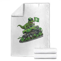 Funny St Patricks Day Dinosaur Truck Throw Blanket Irish Holiday Gift
