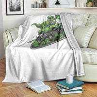 Funny St Patricks Day Dinosaur Truck Throw Blanket Irish Holiday Gift