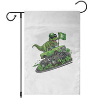 Funny St Patricks Day Dinosaur Truck Garden Flag Irish Holiday Gift