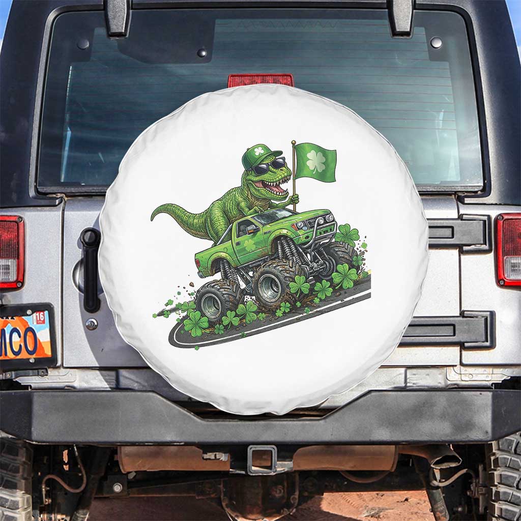 Funny St Patricks Day Dinosaur Truck Spare Tire Cover Irish Holiday Gift