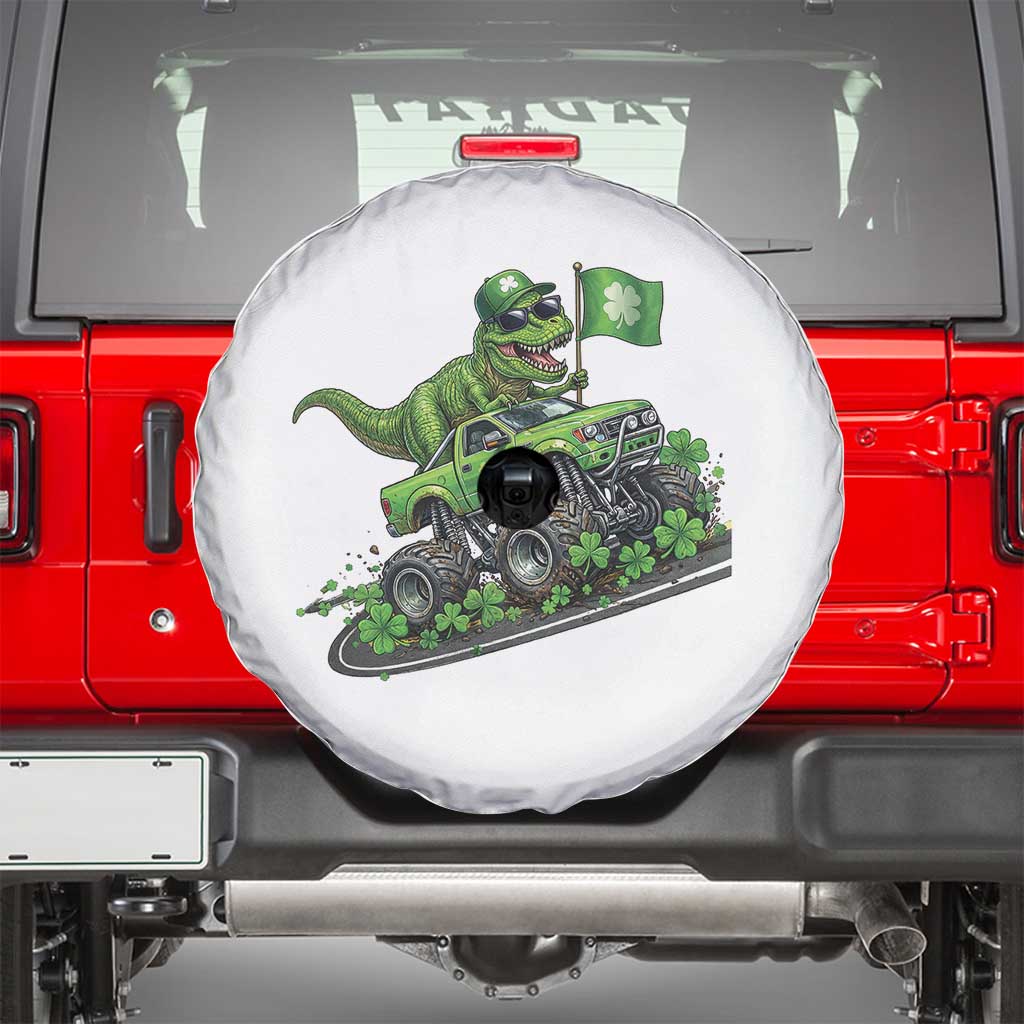 Funny St Patricks Day Dinosaur Truck Spare Tire Cover Irish Holiday Gift