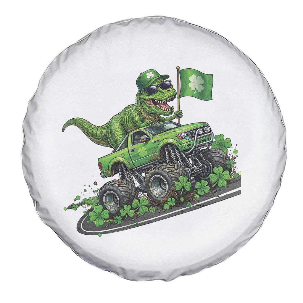 Funny St Patricks Day Dinosaur Truck Spare Tire Cover Irish Holiday Gift