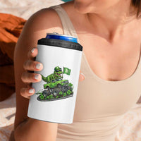 Funny St Patricks Day Dinosaur Truck 4 in 1 Can Cooler Tumbler Irish Holiday Gift