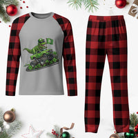 Funny St Patricks Day Dinosaur Truck Plaid Pajama Set Irish Holiday Gift