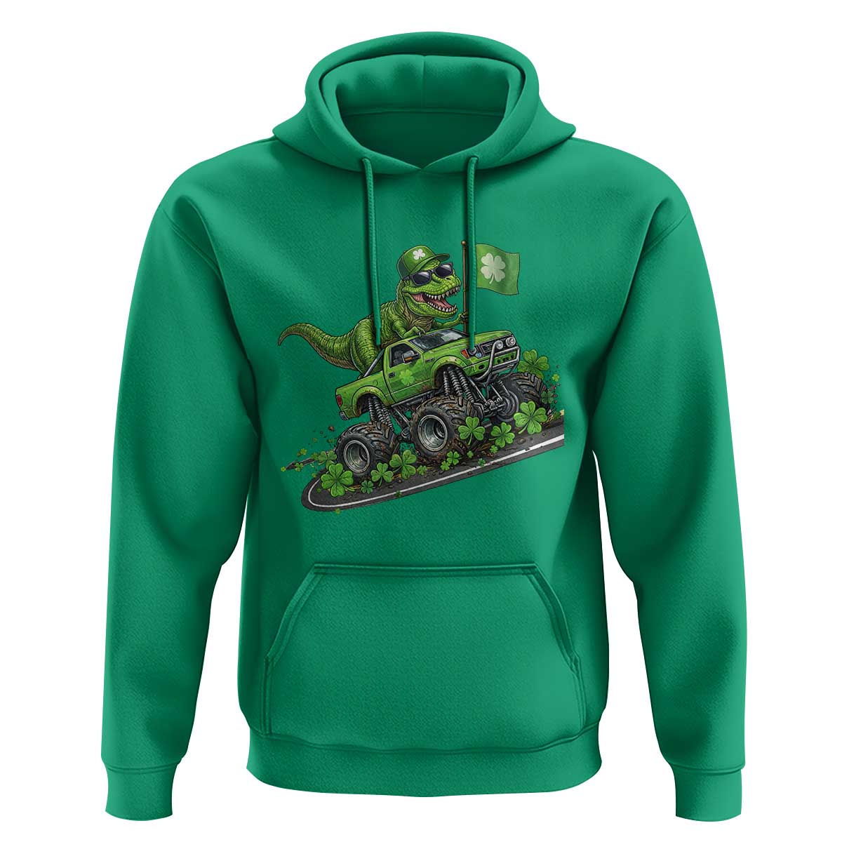 Funny St Patricks Day Dinosaur Truck Hoodie Irish Holiday Gift