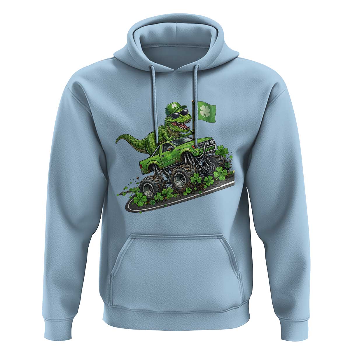 Funny St Patricks Day Dinosaur Truck Hoodie Irish Holiday Gift
