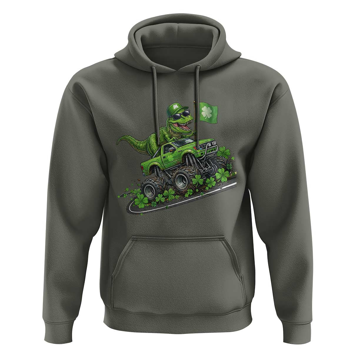 Funny St Patricks Day Dinosaur Truck Hoodie Irish Holiday Gift