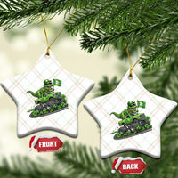 Funny St Patricks Day Dinosaur Truck Ceramic Ornament Irish Holiday Gift