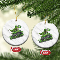 Funny St Patricks Day Dinosaur Truck Ceramic Ornament Irish Holiday Gift