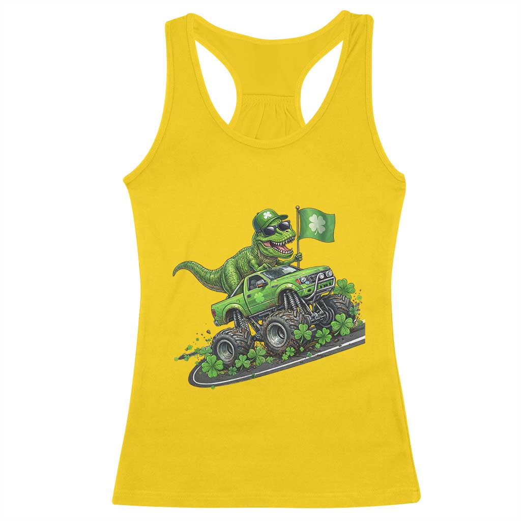 Funny St Patricks Day Dinosaur Truck Racerback Tank Top Irish Holiday Gift