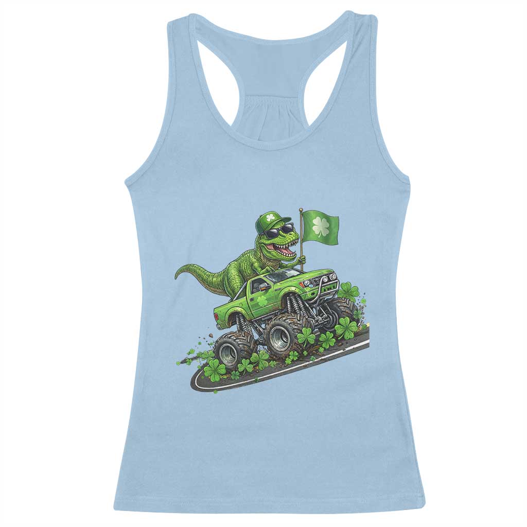 Funny St Patricks Day Dinosaur Truck Racerback Tank Top Irish Holiday Gift