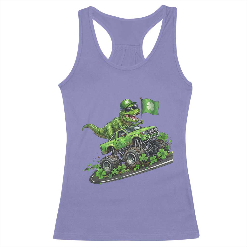 Funny St Patricks Day Dinosaur Truck Racerback Tank Top Irish Holiday Gift