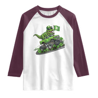 Funny St Patricks Day Dinosaur Truck Raglan Shirt Irish Holiday Gift