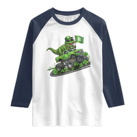 Funny St Patricks Day Dinosaur Truck Raglan Shirt Irish Holiday Gift