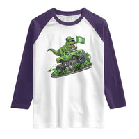 Funny St Patricks Day Dinosaur Truck Raglan Shirt Irish Holiday Gift
