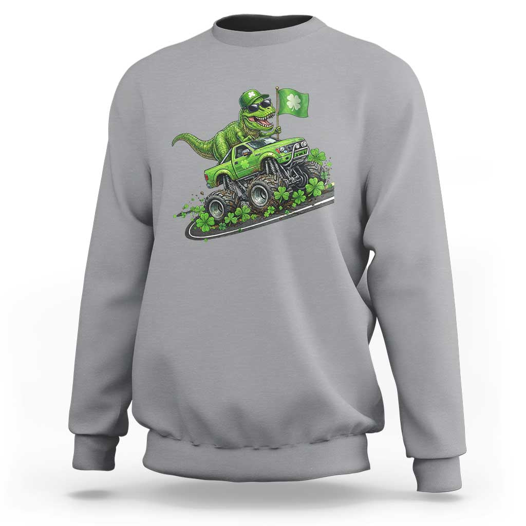 Funny St Patricks Day Dinosaur Truck Sweatshirt Irish Holiday Gift