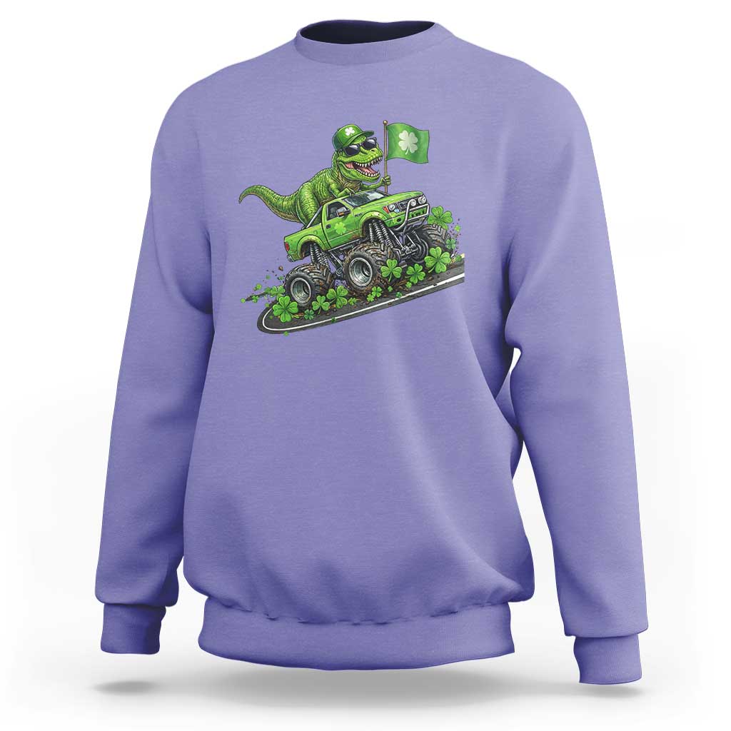 Funny St Patricks Day Dinosaur Truck Sweatshirt Irish Holiday Gift