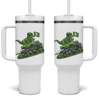 Funny St Patricks Day Dinosaur Truck Tumbler With Handle Irish Holiday Gift