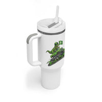 Funny St Patricks Day Dinosaur Truck Tumbler With Handle Irish Holiday Gift