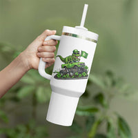Funny St Patricks Day Dinosaur Truck Tumbler With Handle Irish Holiday Gift