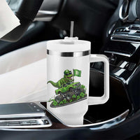 Funny St Patricks Day Dinosaur Truck Tumbler With Handle Irish Holiday Gift