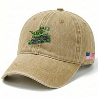 Funny St Patricks Day Dinosaur Truck Washed Cotton Baseball Cap Irish Holiday Gift