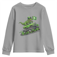 Funny St Patricks Day Dinosaur Truck Youth Sweatshirt Irish Holiday Gift