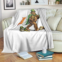 Funny St Patricks Day Bigfoot Throw Blanket Mythical Party Gift