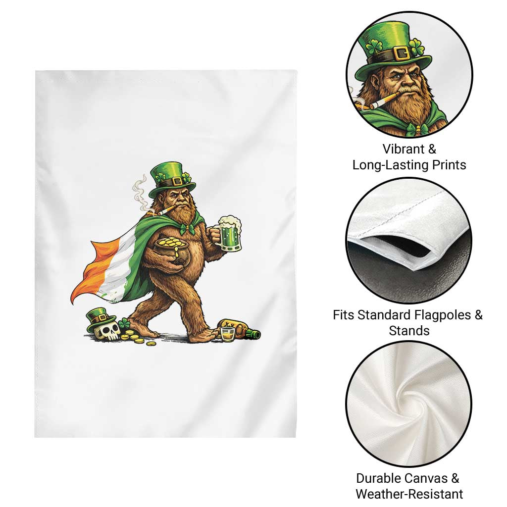 Funny St Patricks Day Bigfoot Garden Flag Mythical Party Gift
